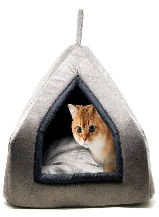 Pawsome Premium Soft Velvet Fabric Bed for Cats Kittens & Suitable for Dog Puppies Pet House (S, Grey) - Image 1